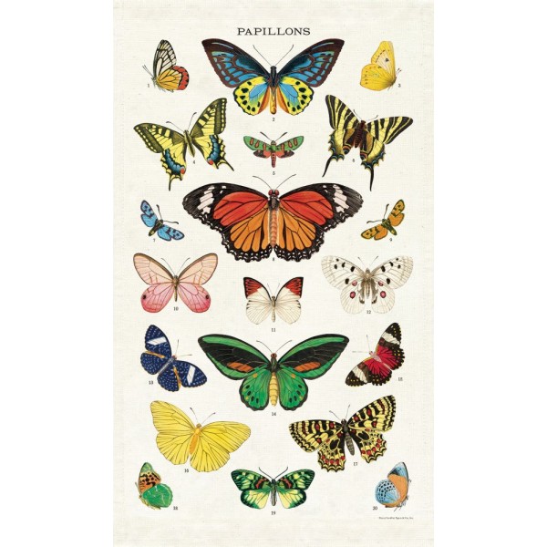 Cavallini Vintage Tea Towel Natural Cotton 48*80cm Butterflies