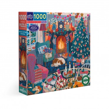 eeBoo 1000 Pc Puzzle – English Cottage Christmas