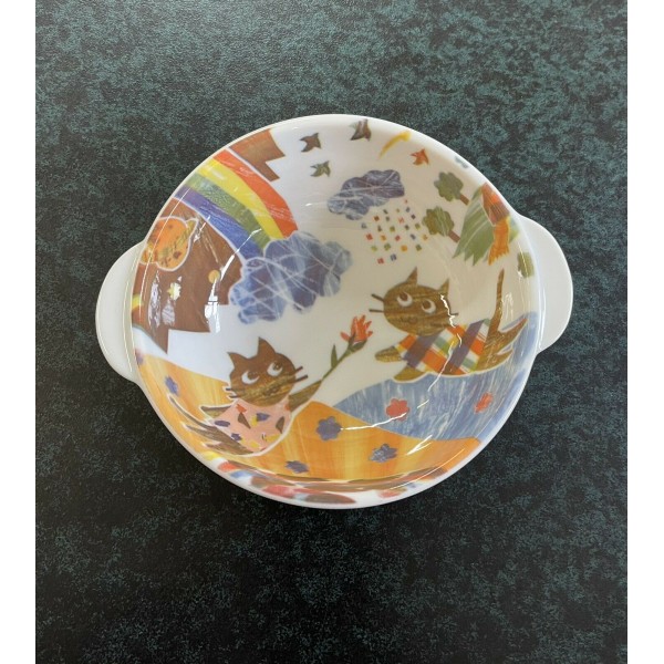 Japanese Loco & Coco Cats And Rainbow Plate Rice Bowl Ceramic Plate