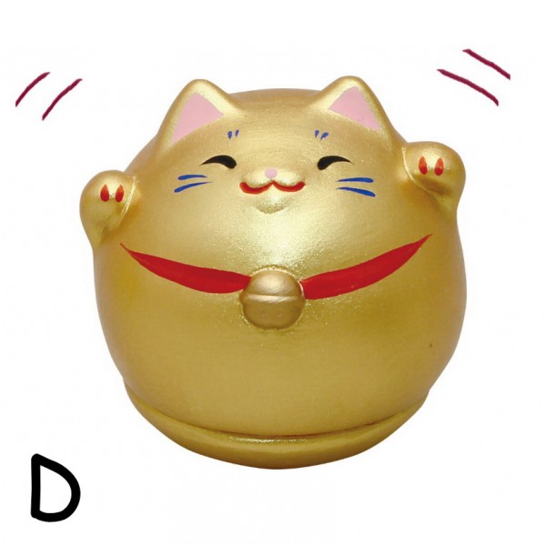 Japanese Golden Cat Tumbler Ornament Unglazed Ceramic Home Decoration Gift D