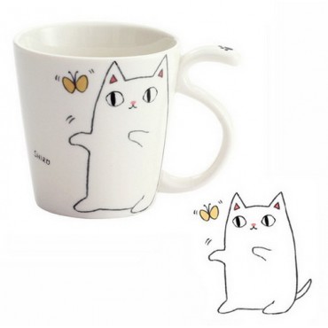 Japanese Neko Sankyodai Porcelain Cat Mug Ceramic Cup Neko Coffee Mug Shiro