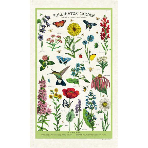 Cavallini Vintage Tea Towel Natural Cotton 48*80cm Pollinator Garden