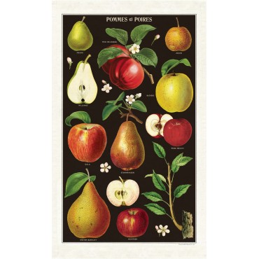 Cavallini Vintage Tea Towel Natural Cotton 48*80cm Apples & Pears
