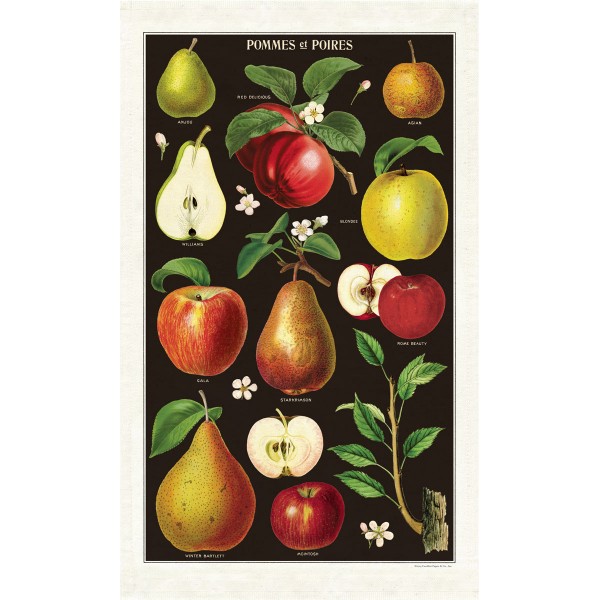 Cavallini Vintage Tea Towel Natural Cotton 48*80cm Apples & Pears