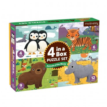 Mudpuppy 4 In A Box Puzzle – Animals Age2+