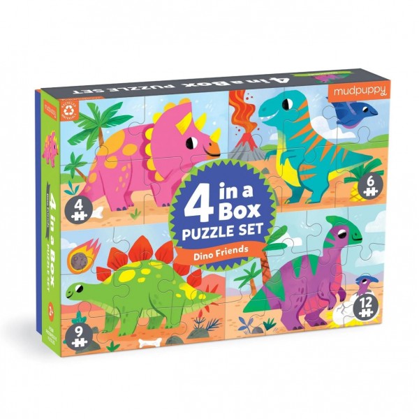 Mudpuppy 4 In A Box Puzzle – Dino Friends Age 2+