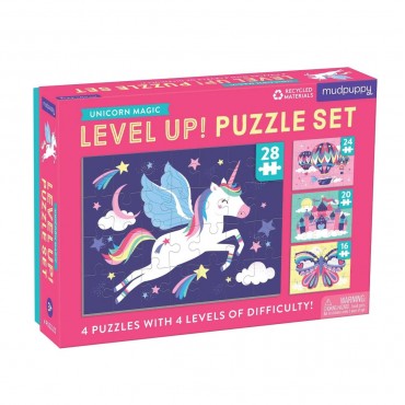 Mudpuppy Level Up 4 Puzzle Set – Unicorn Age 3+