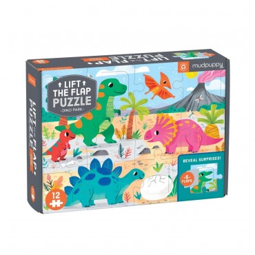 Mudpuppy Lift the Flap 12 pc Puzzle – Dinosaur Age 2+