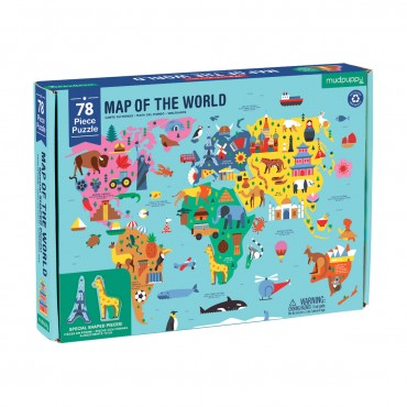 Mudpuppy 78 pc Geography Puzzle – Map of World Ages 5-9 03880