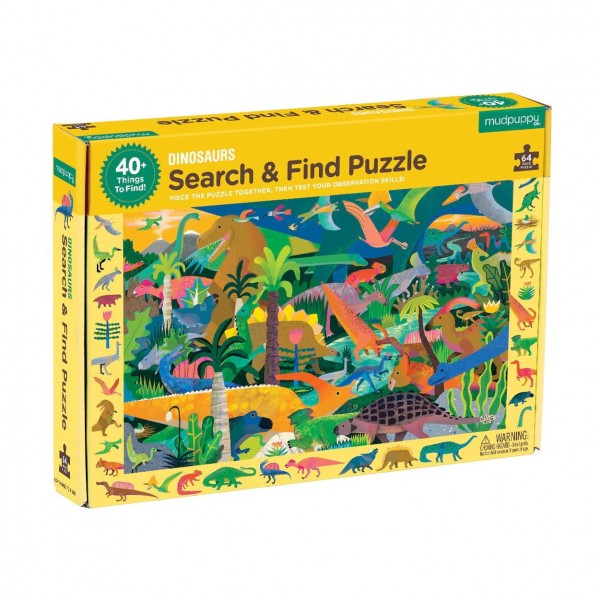 Mudpuppy 64 Pc Search & Find Puzzle – Dinosaurs Kids Puzzle Age 4+ 