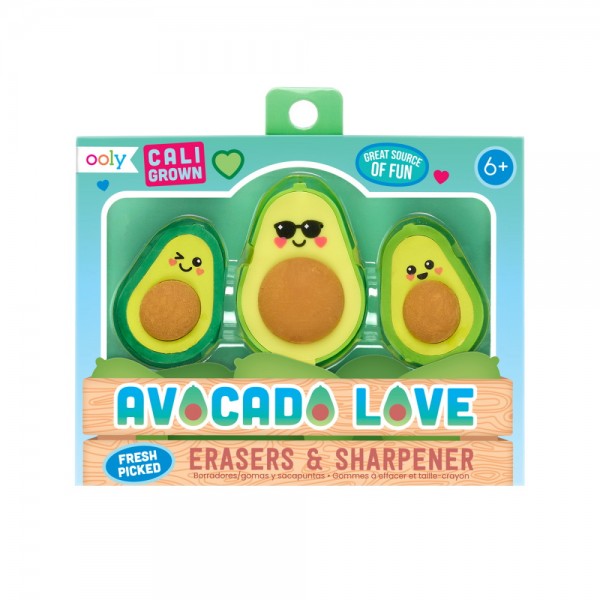 Ooly Eraser & Sharpener – Avocado Love Eraser & Sharpener Set Age 6+