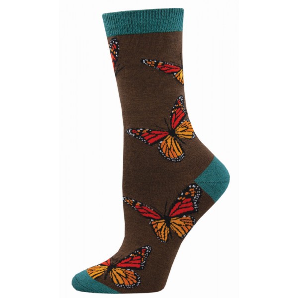 Socksmith Ladies Socks Bamboo – Monarchy Brown AU Size 5-10.5 Butterfly WBN2324