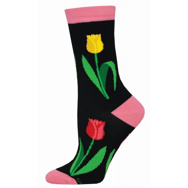 Socksmith Ladies Socks Bamboo – Spring Tulips Black AU Size 5-10.5 WBN2874