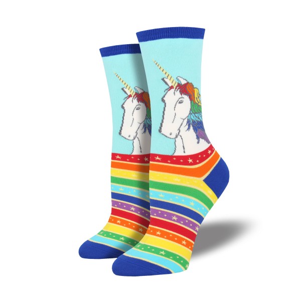 Socksmith Ladies Socks – Rainbow Hair Don’t Care Sky Blue AU Size 5-10.5 Unicorn WNC1759