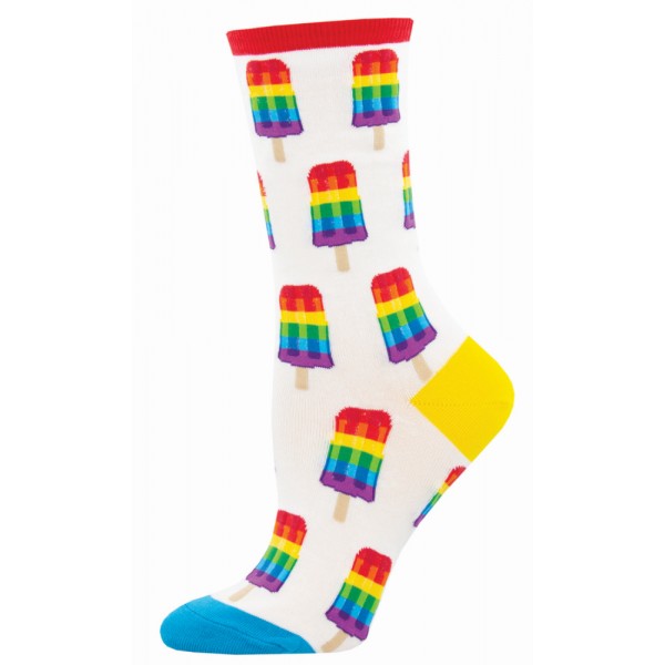 Socksmith Ladies Socks – Gay Pops White AU Size 5-10.5 Rainbow Icy Pole WNC2293