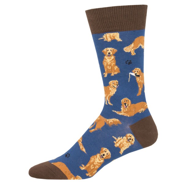 Socksmith Mens Socks – Golden Retriever Dog Blue AU Size 7-12.5 MNC1843