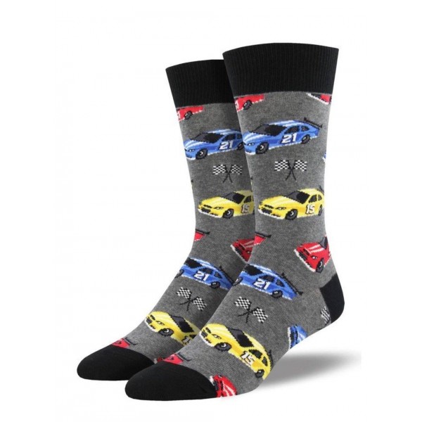 Socksmith Mens Socks – Pit Stop Car Racking Grey AU Size 7-12.5 MNC1634