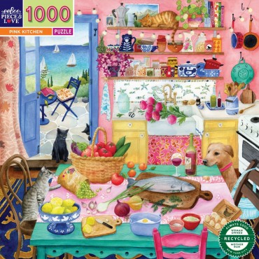 eeBoo 1000 Pc Puzzle – Pink Kitchen