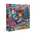 eeBoo 1000 Pc Puzzle – English Cottage Christmas