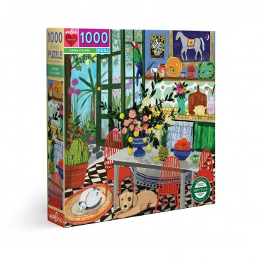 eeBoo 1000Pc Puzzle – Green Kitchen