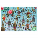 eeBoo 100 Pc Puzzle – Upcycled Robot Kids Toy Family Puzzle Age 5+