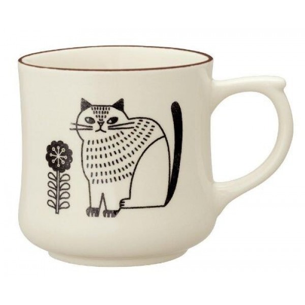 Japanese Vintage Cat Pottery Coffee Mug Ceramic Cup 05631