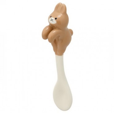 Japanese Cute Ceramic Spoon — Little Bunny Brown 05643