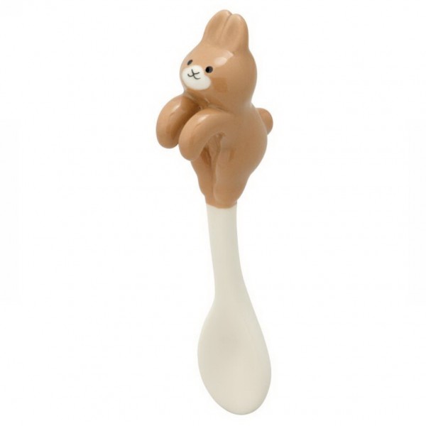 Japanese Cute Ceramic Spoon — Little Bunny Brown 05643