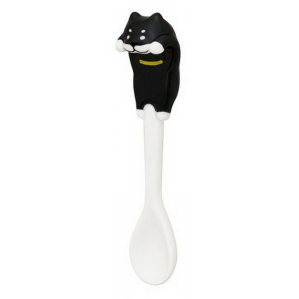 Japanese Cute Ceramic Spoon — Black Shiba Dog 04239