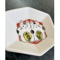 Japanese Kutani Ware Cute Lucky Cats Porcelain Plate Ceramic Mini Dish