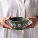 Japanese Flower Pattern Green Porcelain Bowl Ceramic Bowl M 04934