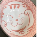 Japanese Cute Lucky Cat Porcelain Cat Pattern Bowl Ceramic Small Bowl Red