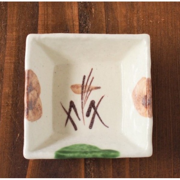Japanese Mino Ware Square Mini Dish Porcelain Plate Ceramic Plate Beige