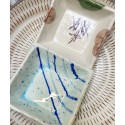Japanese Mino Ware Square Mini Dish Porcelain Plate Ceramic Plate Blue