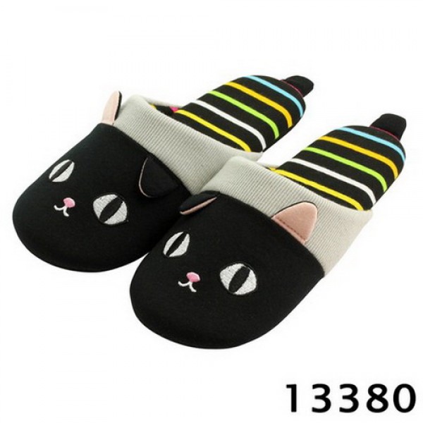 Japanese Neko Sankyodai Kuro Cat Slippers Size 6-8 Onesize