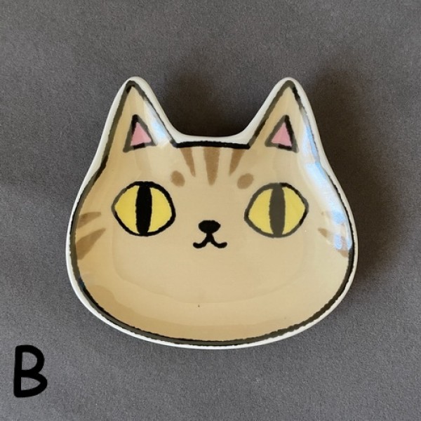 Japanese Neko Sankyodai Cat Face Small Plate Mini Dish Ceramic Plate B 04617