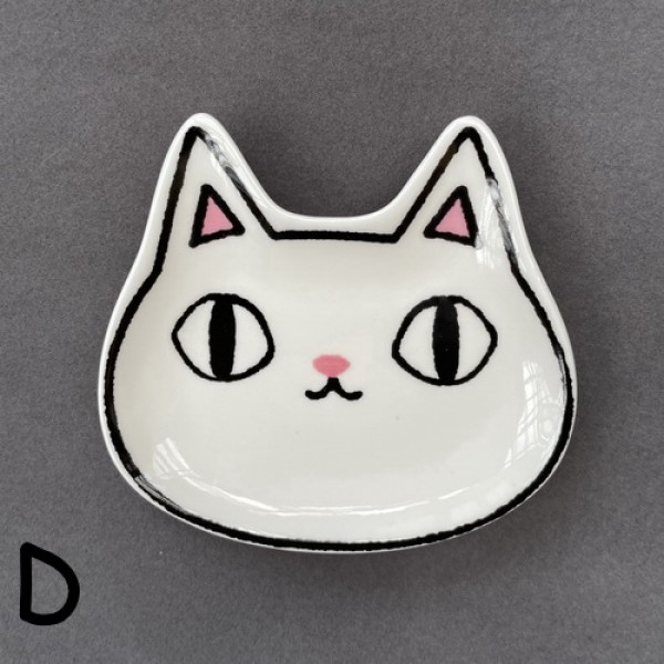 Japanese Neko Sankyodai Cat Face Small Plate Mini Dish Ceramic Plate D 04619