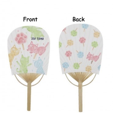 Japanese Paper Hand Fan Summer Small Fan Cat Pattern Ice Pops