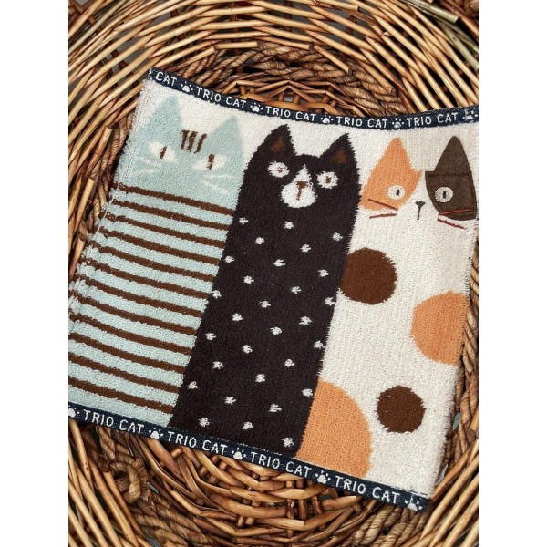Japanese Cute Cats Pattern Cotton Hand Towel 25*25cm 03875