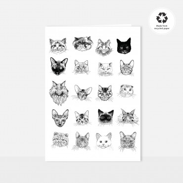 Chlo Studio Greeting Card Cat Pattern Card Cat Heads
