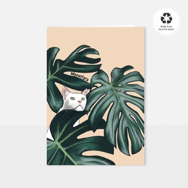 Chlo Studio Greeting Card Cat Pattern Card Meowstera