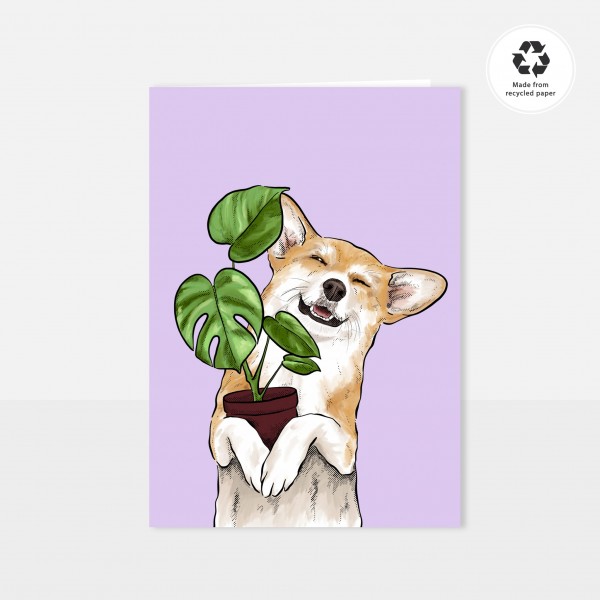 Chlo Studio Greeting Card Dog Pattern Card Plant Happiness