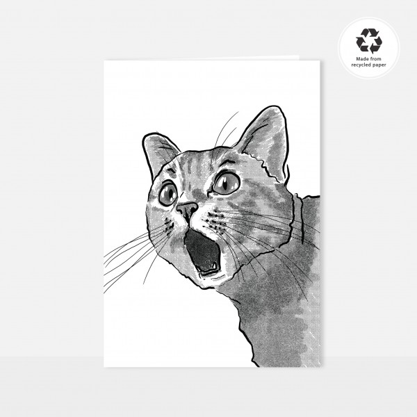 Chlo Studio Greeting Card Cat Pattern Card Shocked Cat