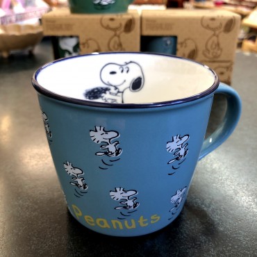 Japanese Snoopy Ceramic Coffee Mug Porcelain Cup Blue 300ml