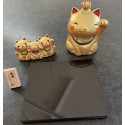Japanese Lucky Ornament Unglazed Ceramic Home Decoration Golden cats