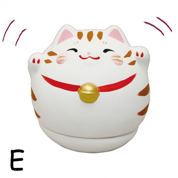 Japanese White Cat Tumbler Ornament Unglazed Ceramic Home Decoration Gift E