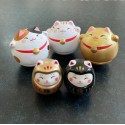 Japanese Golden Cat Tumbler Ornament Unglazed Ceramic Home Decoration Gift D