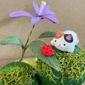 Japanese Cat In The Garden Ornament Rayon Crepe Home Decoration Gift  B
