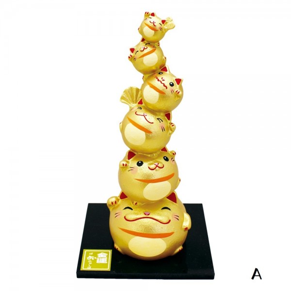 Japanese Lucky Ornament Unglazed Ceramic Home Decoration Gift Golden Cat
