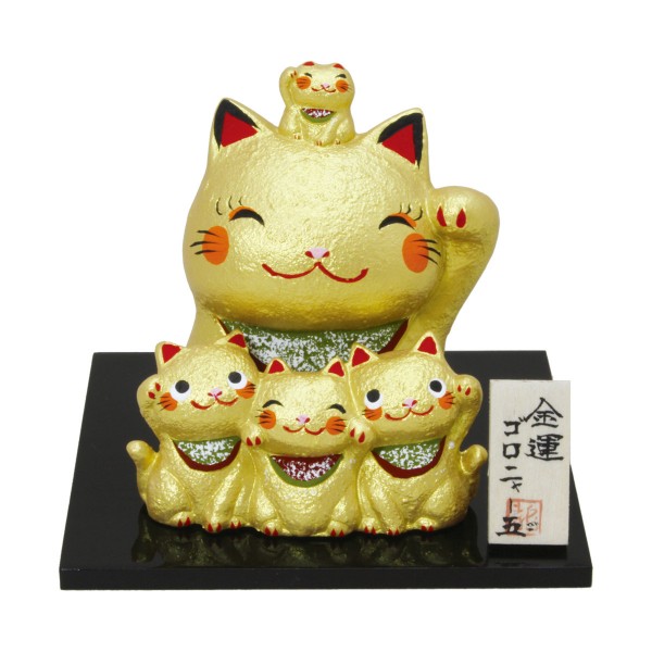 Japanese Lucky Ornament Unglazed Ceramic Home Decoration Golden cats